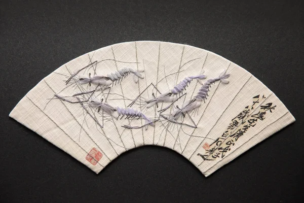 Вышивка Известной Китайской Художницы Байши Креветки Сделанная Китайской Художницей Юань — стоковое фото
