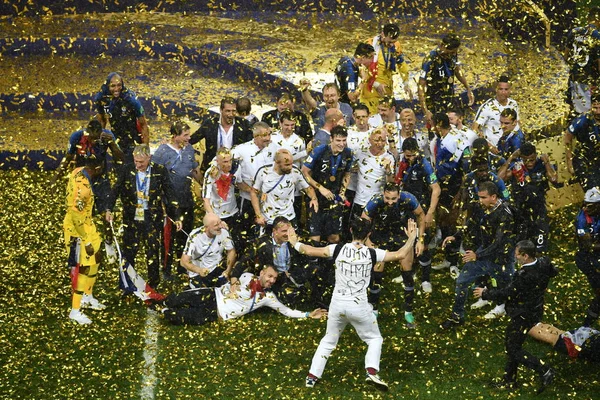 Football Fan Disrupts Celebration Players Team Crew France France Defeated — Stock Photo, Image