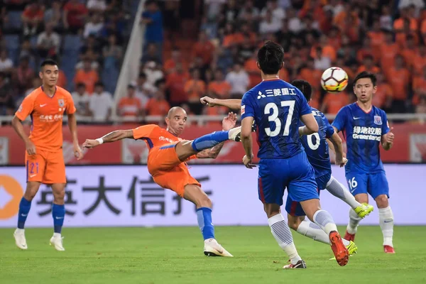 Brezilyalı Futbolcu Diego Tardelli Merkezi Shandong Luneng Taishan Çekim Onların — Stok fotoğraf