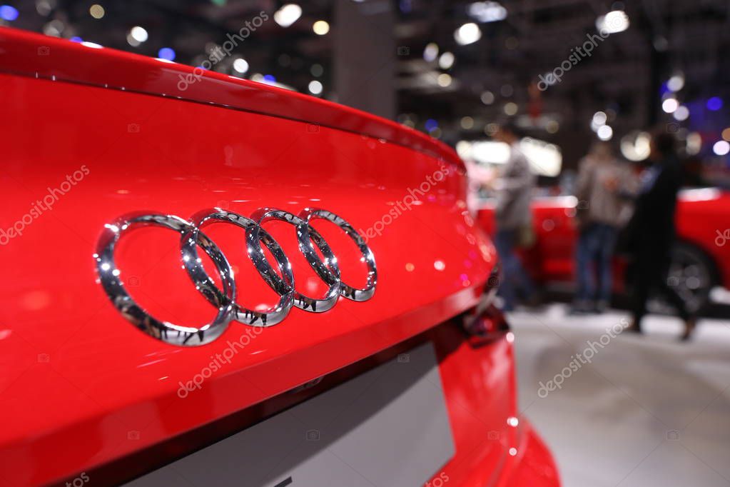 View of a logo of Audi during the 17th Shanghai International Automobile Industry Exhibition, also known as Auto Shanghai 2017, in Shanghai, China, 21 April 2017