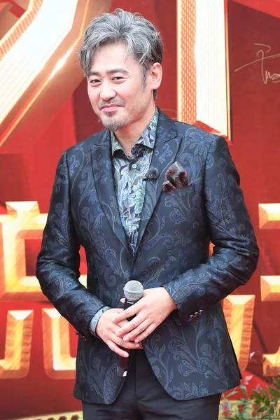 Acteur Chinois Xiubo Pose Alors Arrive Sur Tapis Rouge Pour — Photo