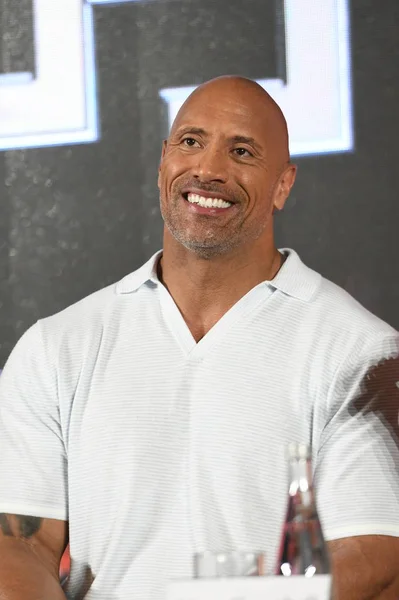 Actor Estadounidense Dwayne Johnson Asiste Una Conferencia Prensa Para Nueva — Foto de Stock