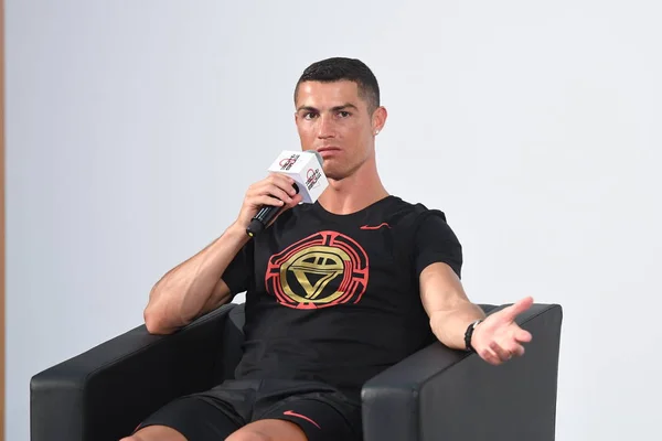 Portuguese Football Player Cristiano Ronaldo Juventus Attends Interview Active Schools — Stock Photo, Image