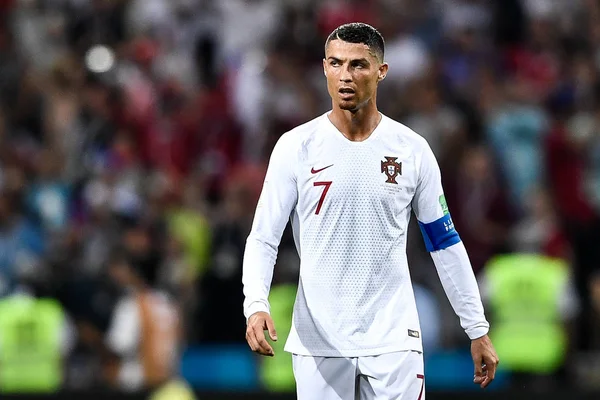 Cristiano Ronaldo Del Portogallo Reagisce Nel Turno Partite Tra Uruguay — Foto Stock