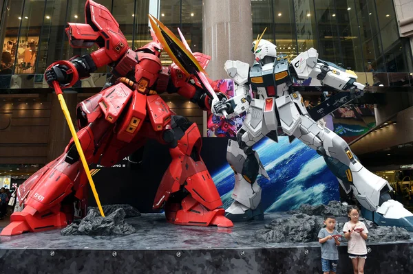 Statue Gundam Sazabi Alte Metri Sono Esposte Durante Mostra Gundam — Foto Stock