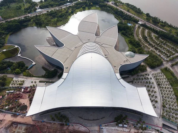 Flygfoto Guangdong Science Center Med Formen Jätte Bombax Ceiba Guangzhou — Stockfoto