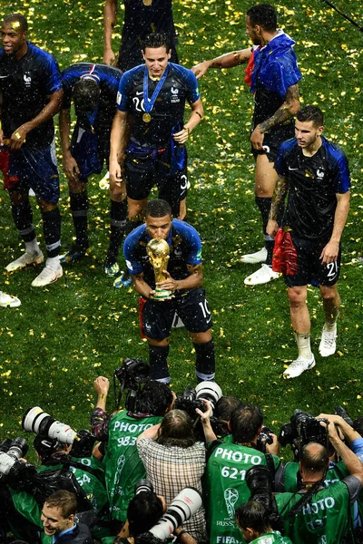 Kylian Mbappe França Posa Com Troféu Copa Mundo Após França — Fotografia de Stock