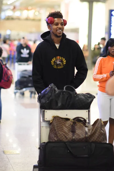 Nba Stjärnan Nick Young Smeknamnet Swaggy Golden State Warriors Anländer — Stockfoto