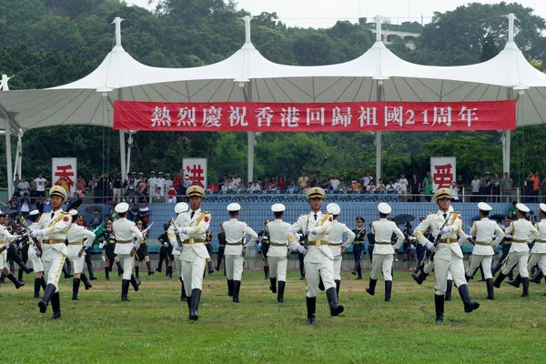 Soldados Del Epl Ejército Popular Liberación Guarnición Hong Kong Preforma — Foto de Stock