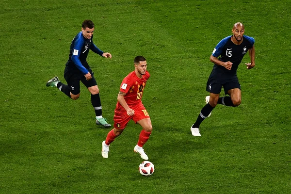 Eden Hazard Bélgica Frente Dribla Contra França Sua Partida Semifinal — Fotografia de Stock