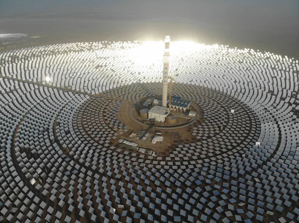 Aerial View 100 Megawatt Molten Salt Solar Power Concentrated Solar — Stock Photo, Image
