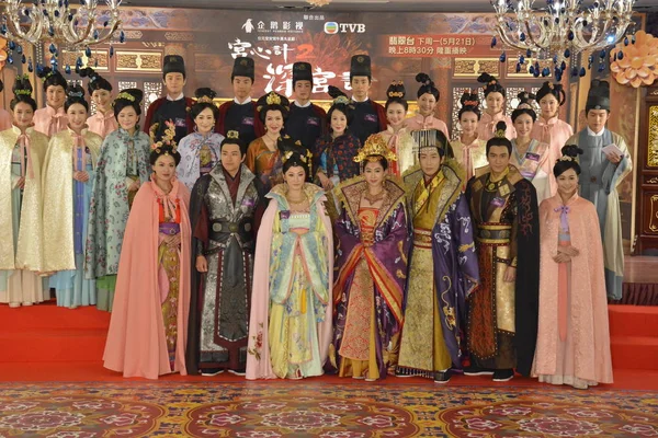 Datei Chinesische Schauspieler Und Schauspielerinnen Traditionellen Kostümen Nehmen Einer Werbeveranstaltung — Stockfoto
