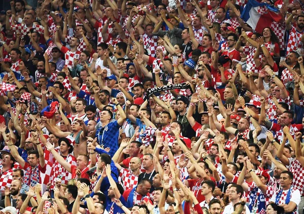 Torcedores Futebol Croatas Torcem Para Mostrar Apoio Croácia Sua Partida — Fotografia de Stock