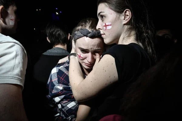 Fãs Inglaterra Choram Depois Que Inglaterra Foi Derrotada Pela Croácia — Fotografia de Stock