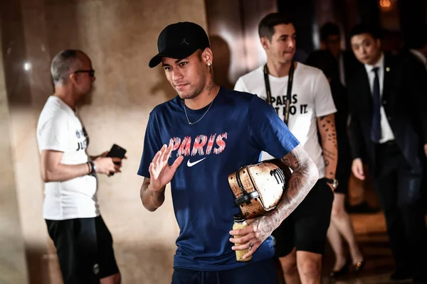 Neymar Companheiros Equipe Paris Saint Germain Deixam Hotel Para Evento — Fotografia de Stock