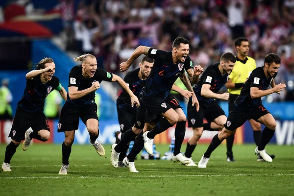 Spelers Van Kroatië Vieren Hun Overwinning Tegen Rusland Hun Kwartfinale — Stockfoto