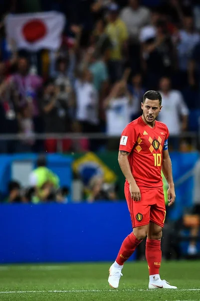 Eden Hazard Belgii Reaguje Rundzie Meczu Przeciwko Japonii Podczas Fifa — Zdjęcie stockowe