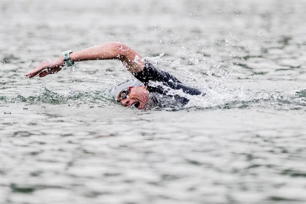 David Dellow Austrália Compete Corrida Natação Durante 2018 Ironman Qujing — Fotografia de Stock