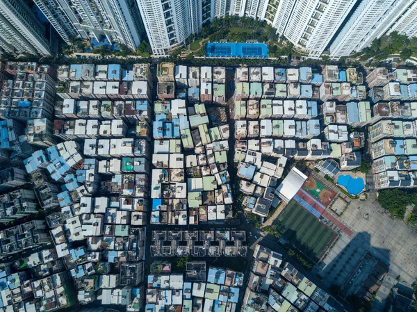Een Luchtfoto Van Oude Residentiële Huizen Xiasha Dorp Omringd Door — Stockfoto