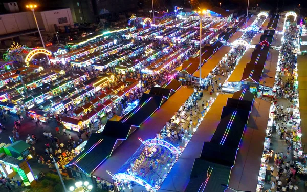 Légi Felvétel Xingshun Nemzetközi Night Market Híres Hogy Ázsia Legnagyobb — Stock Fotó