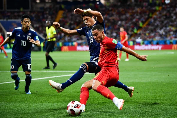 Eden Hazard Belgium Right Challenges Hiroki Sakai Japan Match 2018 — Stock Photo, Image