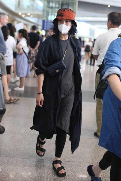 Actrice Chinoise Zhou Xun Arrive Aéroport International Pékin Pékin Chine — Photo