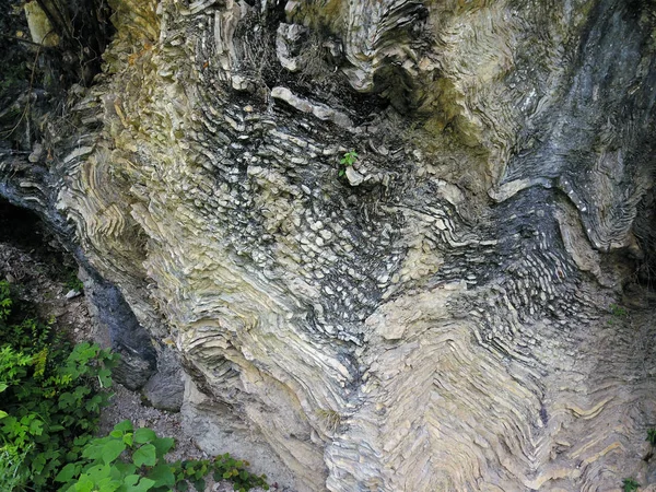 Vue Structure Stratigraphique Formation Rocheuse Grotte Qingxu Près 11E Golden — Photo