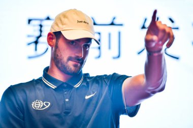 NBA star Kevin Love of Cleveland Cavaliers attends a press conference for the 2018 Yao Foundation Charity Game between China and NBA Stars in Dalian city, northeast China's Liaoning province, 11 August 2018. clipart