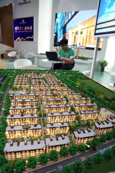 Ansicht Von Wohnmodellen Eines Wohnimmobilienprojekts Auf Einer Immobilienmesse Shanghai China — Stockfoto