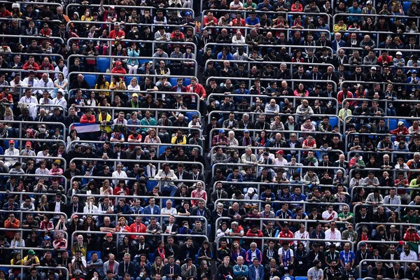 Nézők Nézni Elődöntőben Franciaország Belgium Közötti Egyezés Során 2018 Fifa — Stock Fotó