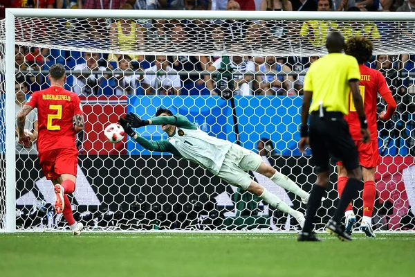 Thibaut Courtois Belgium Saves Shoot Japan Match 2018 Fifa World — Stock Photo, Image