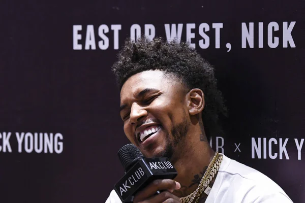 Estrela Nba Nick Young Apelidado Swaggy Golden State Warriors Entrevistado — Fotografia de Stock