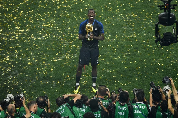 Paul Pogba França Posa Com Troféu Copa Mundo Após França — Fotografia de Stock