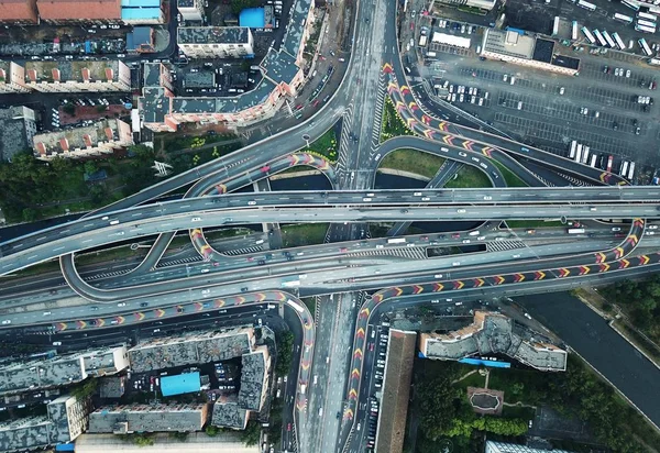 Carros Dirigem Viaduto Shenhai Viaduto Mais Complicado Shenyang Cidade Shenyang — Fotografia de Stock