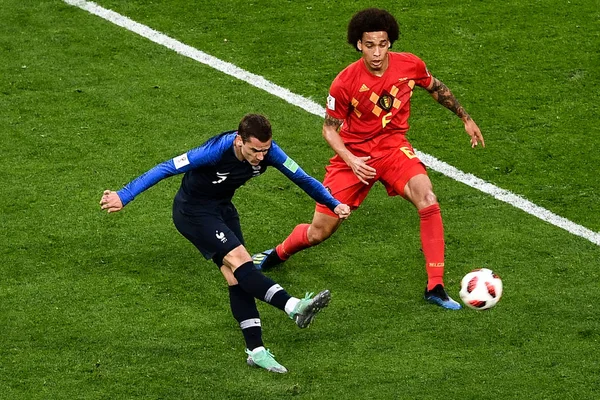 Antoine Griezmann França Esquerda Dispara Contra Bélgica Sua Semifinal Durante — Fotografia de Stock