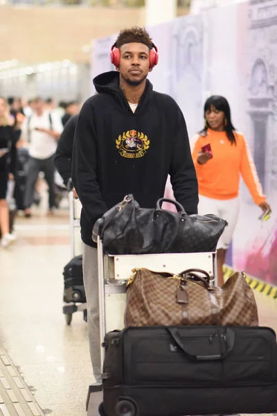 Nba Stjärnan Nick Young Smeknamnet Swaggy Golden State Warriors Anländer — Stockfoto