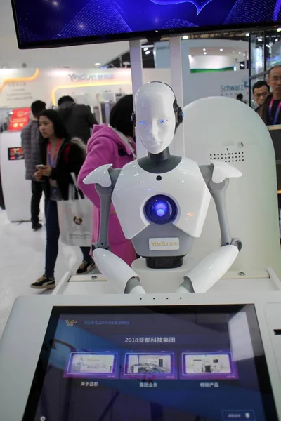 Robot Képen Alatt Készülék Reggeli Elektronika World Expo 2018 Awe2018 — Stock Fotó