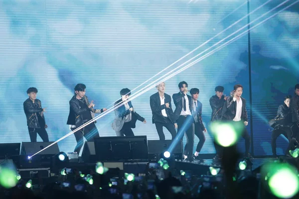 Membros Boy Band Sul Coreana Got7 Apresentam Durante Concerto Turnê — Fotografia de Stock