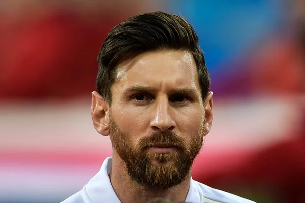 Lionel Messi Argentina Mira Antes Partido Del Grupo Contra Croacia — Foto de Stock