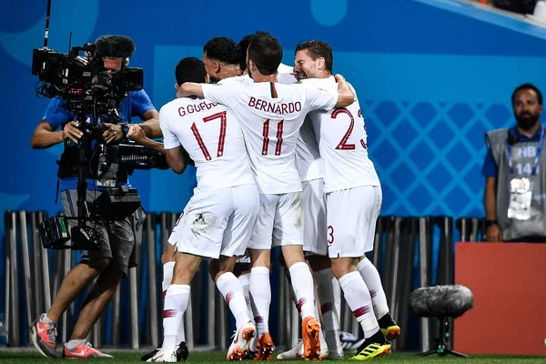 Portugiesische Spieler Jubeln Nach Ihrem Tor Gegen Uruguay Achtelfinale Zwischen — Stockfoto