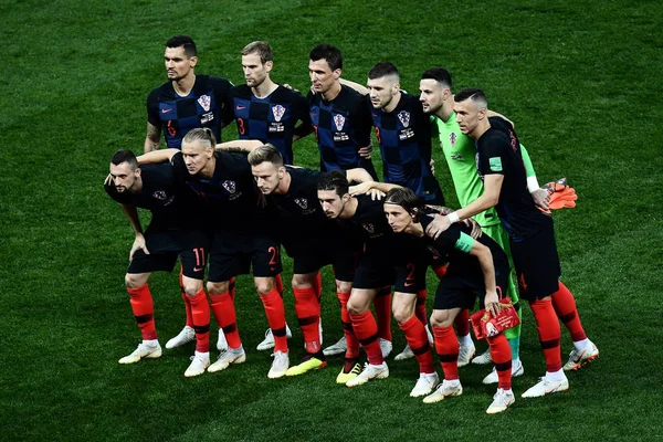 Players Starting Line Croatia Pose Photos Semifinal Match England 2018 — Stock Photo, Image