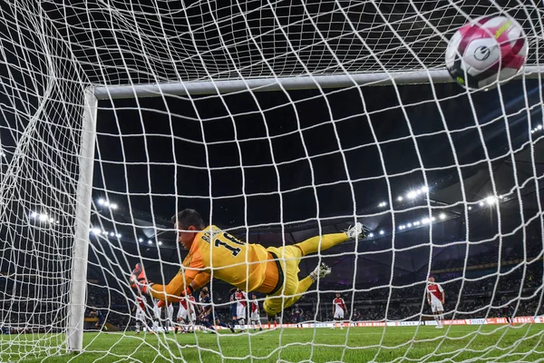 Goalkeeper Diego Benaglio Monaco Fails Score Free Kick Angel Maria — Stock Photo, Image