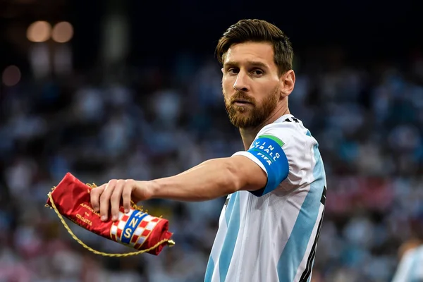 Lionel Messi Argentinië Kijkt Voor Hun Groep Wedstrijd Tegen Kroatië — Stockfoto