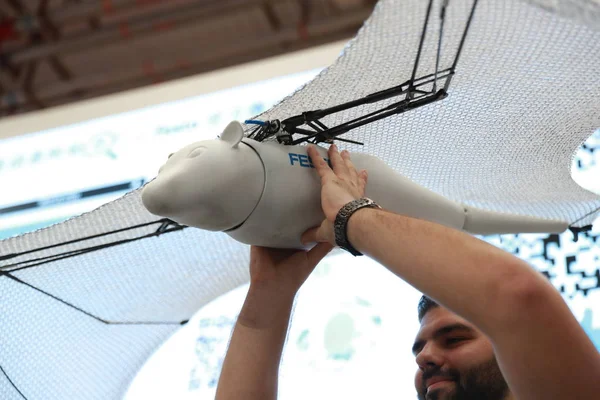 Realistic Flying Fox Bat Germanys Festo Display World Robot Conference — Stock Photo, Image