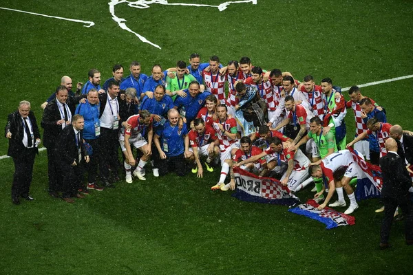선수와 승무원 크로아티아의 사진에 프랑스는 2018 Fifa 월드컵 모스크바 러시아 — 스톡 사진
