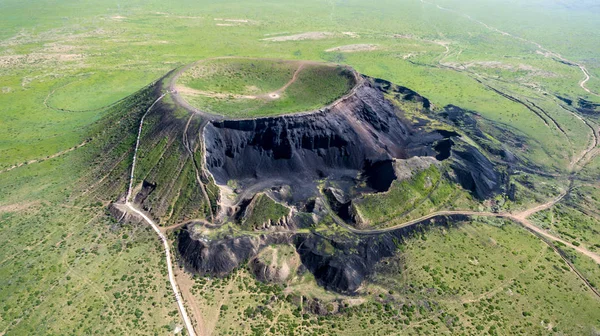 Vue Aérienne Volcan Groupe Volcanique Ulan Hada Chahar Bannière Arrière — Photo