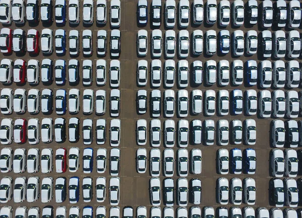 Los Vehículos Que Enviarán Extranjero Alinean Muelle Puerto Ciudad Dalian — Foto de Stock