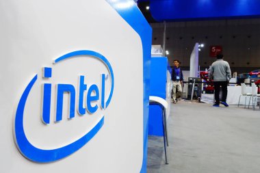 View of the stand of Intel during the 19th China International Industry Fair (CIIF) in Shanghai, China, 10 November 2017 clipart
