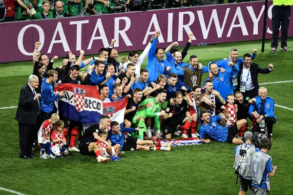 Los Jugadores Croacia Celebran Después Derrotar Inglaterra Partido Semifinales Durante — Foto de Stock