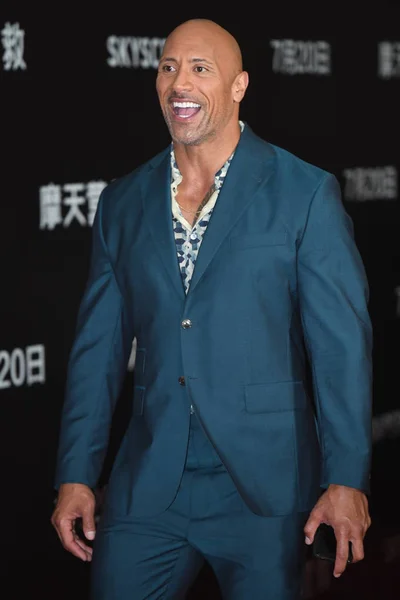 Actor Estadounidense Dwayne Johnson Llega Alfombra Roja Para Evento Estreno — Foto de Stock